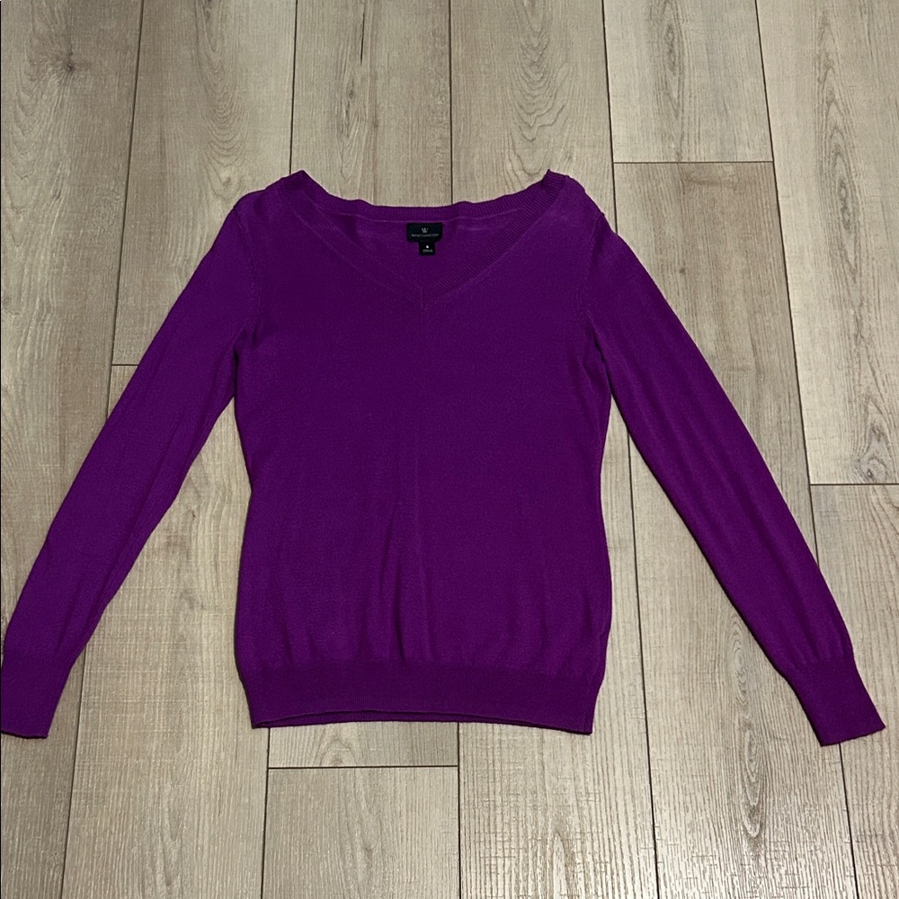 Worthington Women's V-Neck Sweater in Vibrant Purple